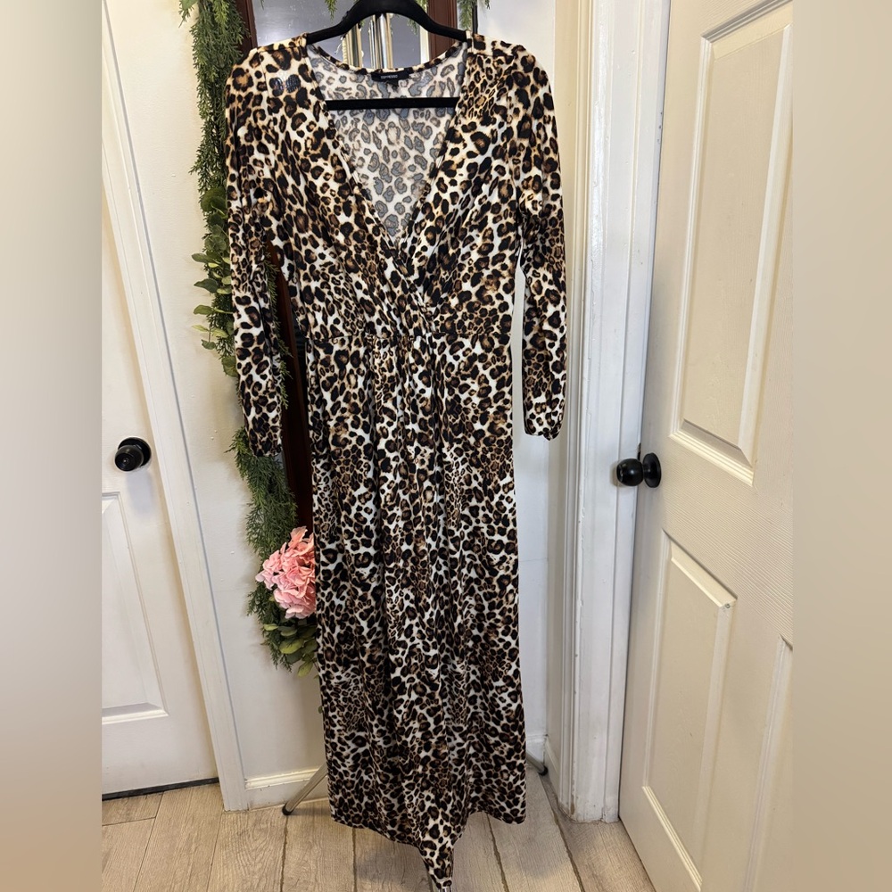 Espresso Animal Print Long Sleeve Dress